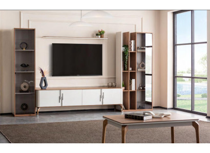 Woonkamer muur TV-standaard plank luxe design set 4 stuks modern meubilair nieuw