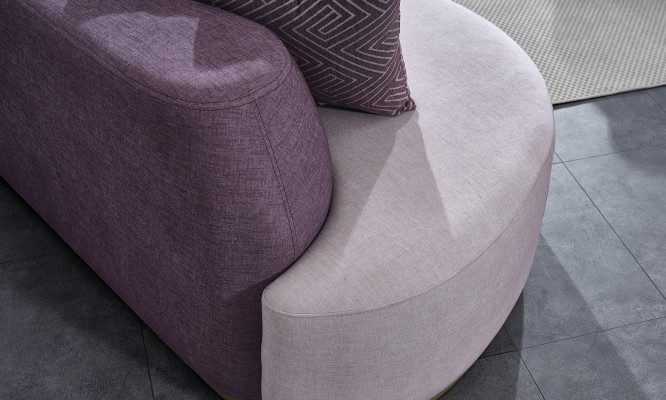 Bankstel Grote woonlandschap Roze stoffen bankstellen Modern Set 7-delig