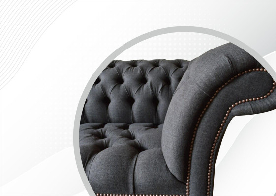 Chesterfield 3-zits Textiel Donkergrijs Modern Design Banken Bank Meubels Ontwerper