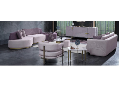 Stoffen bankstellen Bankstel Grote woonlandschap Roze Set 3-dlg Bank Modern
