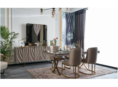Eetgroep Eethoek Eetkamer Eettafel Hout Bruin Set 9-dlg Dressoir