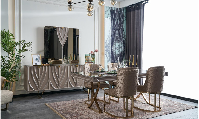 Eettafel Eetgroep Eethoek Eetkamer Hout Bruin Set 7-delig Stoelen Luxe