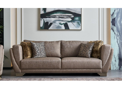 Luxe driezitsbank bank 3-zits bruin stof stoffen bankstel