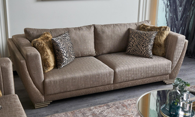 Luxe driezitsbank bank 3-zits bruin stof stoffen bankstel