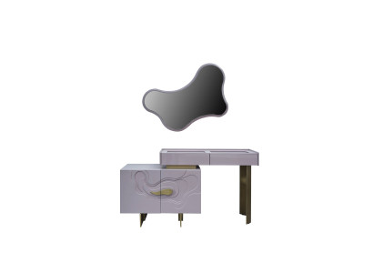 Kaptafels Console Set Commode met Spiegel Slaapkamer Roze Hout