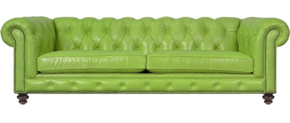 Woonkamer Chesterfield Sofa Groen Groot Premium Leder Designer Meubels 4-zitter Nieuw