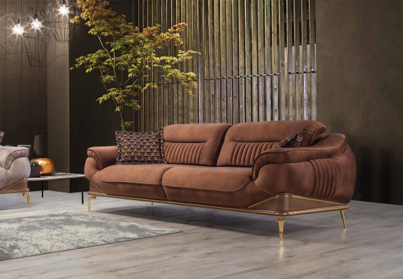 Woonkamerset 2x driezitsbank luxe fauteuil inrichting designbank.