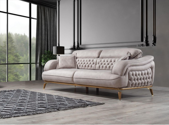 Woonkamerbankstel 3-dlg Modern Chesterfield 2x driepersoonsbank Ontwerpfauteuil  Woonkamerbankstel 3-delig Modern Chesterfield 2x driezitsbank Ontwerpfauteuil