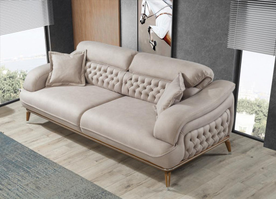 Woonkamerbankstel 3-dlg Modern Chesterfield 2x driepersoonsbank Ontwerpfauteuil  Woonkamerbankstel 3-delig Modern Chesterfield 2x driezitsbank Ontwerpfauteuil