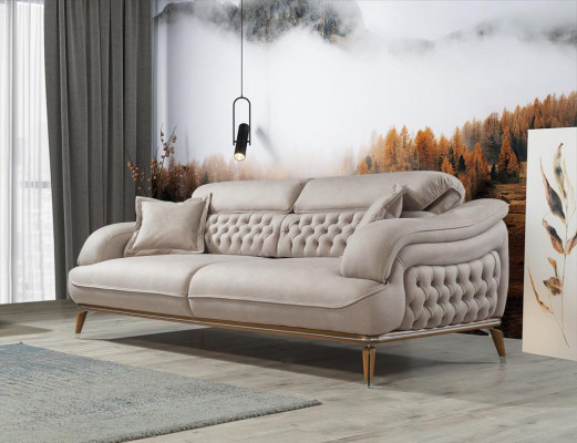 Woonkamerbankstel 3-dlg Modern Chesterfield 2x driepersoonsbank Ontwerpfauteuil  Woonkamerbankstel 3-delig Modern Chesterfield 2x driezitsbank Ontwerpfauteuil