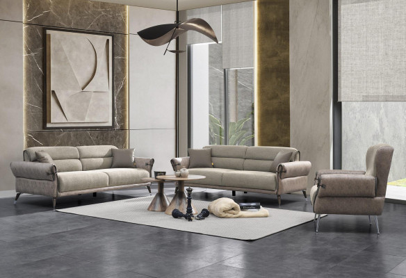 Woonkamer Luxe Set 3-delig 2x bank driezitter inrichting fauteuil gestoffeerd meubilair