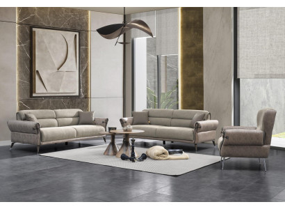 Woonkamer Luxe Set 3-delig 2x bank driezitter inrichting fauteuil gestoffeerd meubilair