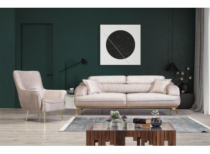Woonkamer set Luxe bank Driepersoons inrichting Beklede meubels Fauteuil Textiel  Woonkamerset Luxe bank Driezits opstelling Gestoffeerde meubels Fauteuil Textiel