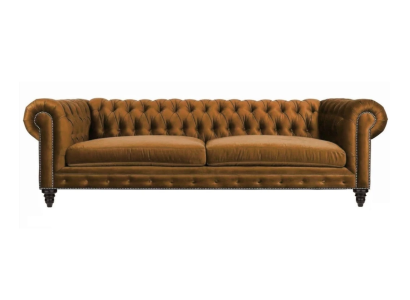 Chesterfield driezitsbank Creatief meubilair Textiel Stof Oranje Nieuw Woonkamer Modern