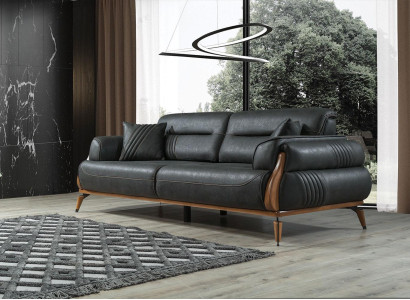 Zwarte driezitsbank Luxe gestoffeerde banken Designmeubels Woonkamer