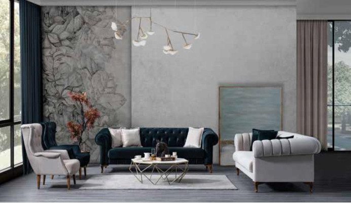 Chesterfield bankstel Luxe fauteuil tweezits stoffen bankstel  Chesterfield bank Luxe fauteuil tweezits stoffen bankstel