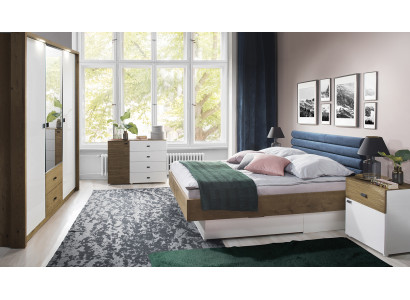 Slaapkamer set Bed 2 nachtkastjes Klassiek bedframe Ontwerpmeubelen 3-delig