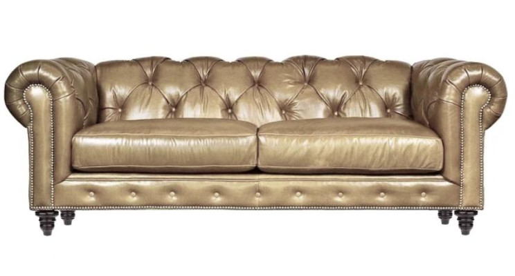 Lichtbruine driezits leren Chesterfield woonkamer design bank Chesterfield nieuw