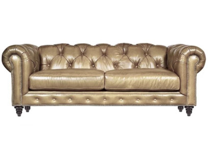 Lichtbruine driezits leren Chesterfield woonkamer design bank Chesterfield nieuw
