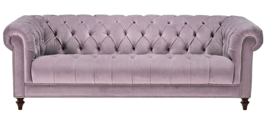 Paarse driezits stoffen Chesterfield-designbanken gestoffeerde banken origineel fluweel