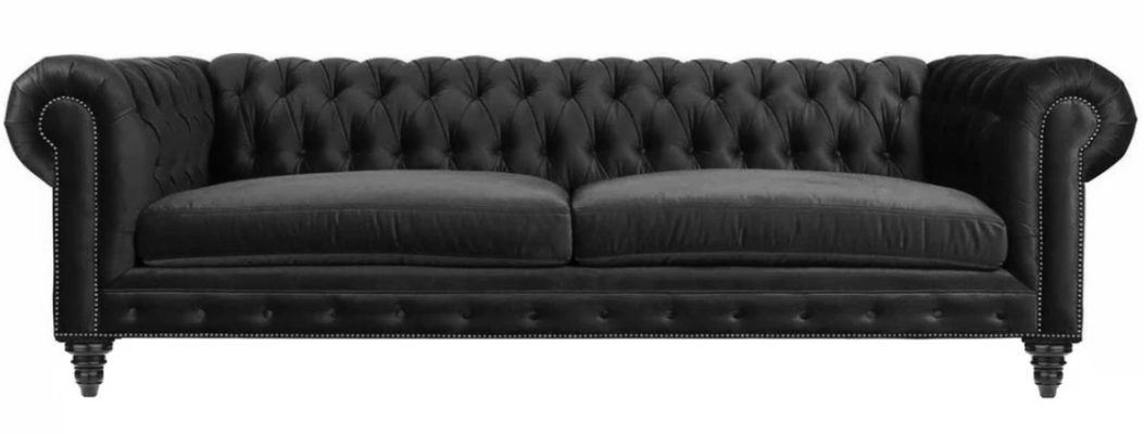 Chesterfield zwart woonkamer modern driezits creatief meubilair textiel stof