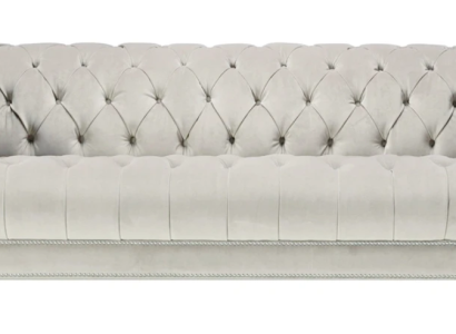 Zilveren driezits stoffen design bankstellen gestoffeerde bankstellen originele Chesterfield nieuw