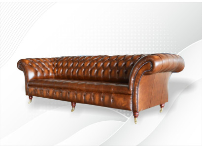 Bruine Chesterfield Sofa Bank Bekleding Leren Bankstel 4-zits