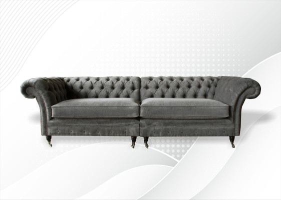 XXL Chesterfield bank 4-zits bank Bekleding Zitset Textiel Leer
