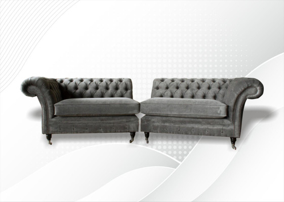 XXL Chesterfield bank 4-zits bank Bekleding Zitset Textiel Leer