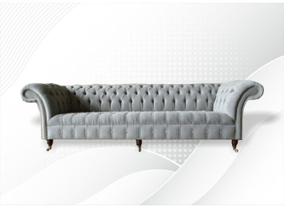 Grijze Big Sofa Couch Chesterfield 265cm Gestoffeerde Bankstellen 4-zits Leer