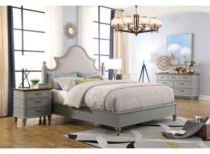 Slaapkamer set Bed 2x Nachtkastje Console Bedden Textiel Dubbel Hotel Bekleding