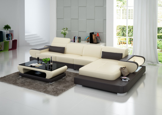 Elegante Nieuwe L-vormige designer leren bank voor stijlvolle woonruimtes.