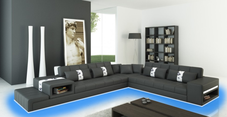 Hoekbank met USB bank bank woonlandschap stoel hoek suite leer textiel Peterso