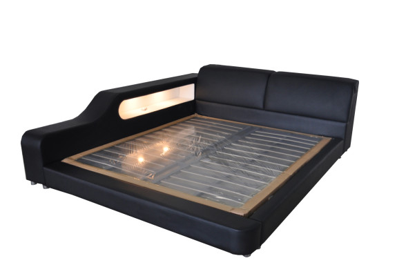 Ontwerpbed lederen gestoffeerde bedden hotel XXL Big 200x200cm multifunctioneel met schap en USB