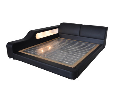 Ontwerpbed lederen gestoffeerde bedden hotel XXL Big 200x200cm multifunctioneel met schap en USB