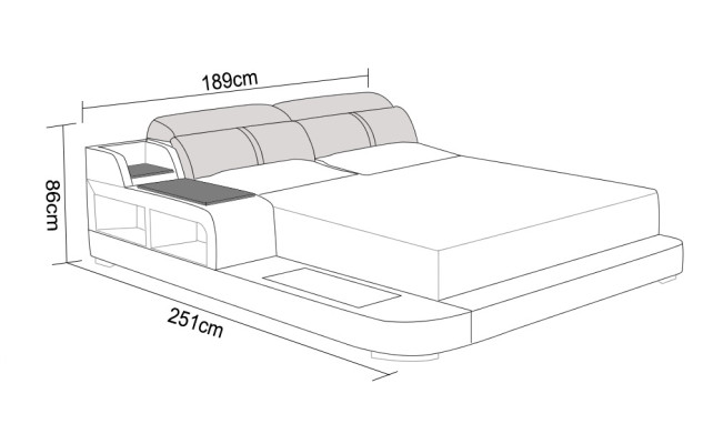 Leren bed met USB, Luxe gestoffeerde bedden dubbele moderne huwelijk 140/160/180 LB8821.