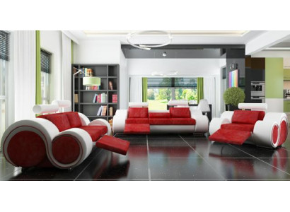 Sofa-set zitbank bank lederen set woonlandschap 3+2+1 textiel BER