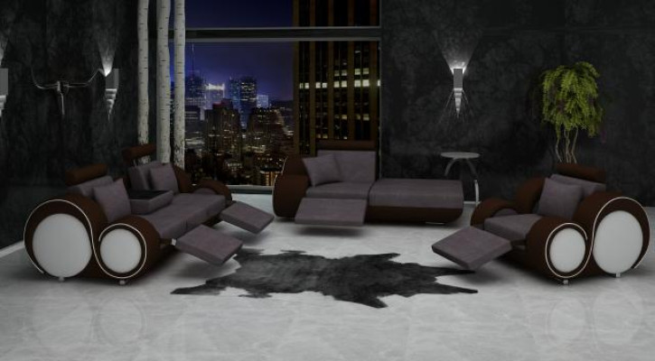 Bankstel van leer en textielstof bankstel 3+lounge+1 woonlandschap