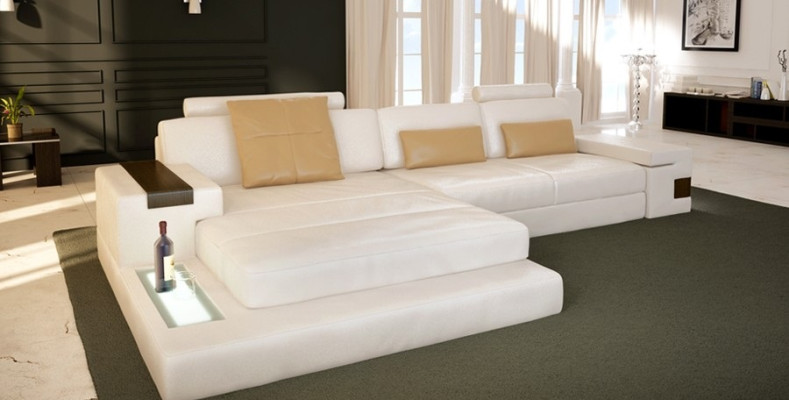 L-vormige woonlandschap bank Big XXL bank leren bekleding hoek set stof textiel