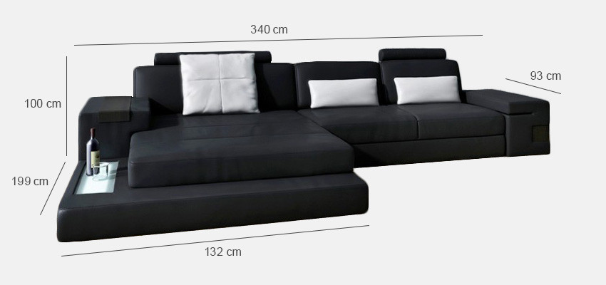 L-vormige woonlandschap bank Big XXL bank leren bekleding hoek set stof textiel