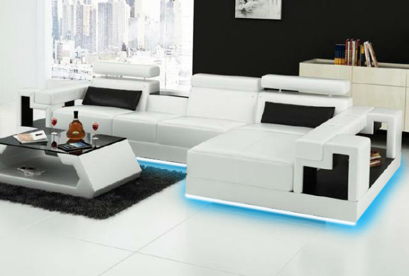 Woonlandschap hoekbank leren bank bank bank zitplaats hoekstel nieuw 2710B