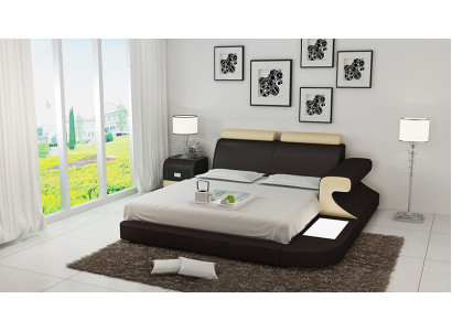 Ontwerp gestoffeerd tweepersoonsbed Moderne bedden Slaapkamer met USB & plank 180x200cm