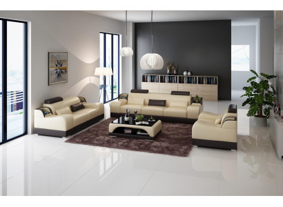 Sofaset Bank Bekleedbank Bank 3+3 Compleet Set Meubelontwerpen Leder 2-delig.
