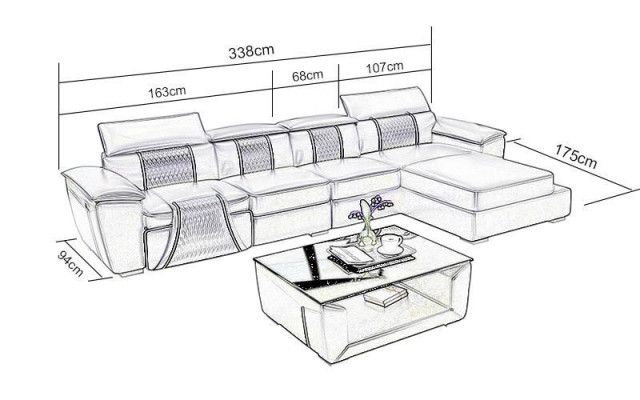 Hoekbank L-vorm bank ontwerp bank gestoffeerde lederen moderne relax automatisch nieuw