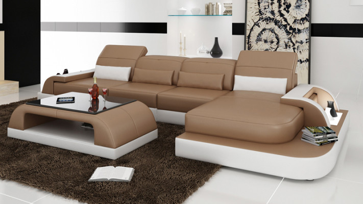 Leren bank Bank Woongedeelte Hoekbank Hoekbankstel Modern ontwerp Modern Bankstel L6012C