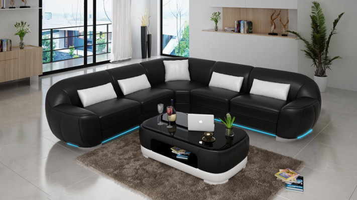 Leren bank Bank Bank Woongebied Hoekbank Hoekstel Modern Design