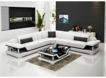 Leren bank Bank Woonlandschap Hoekbank Hoekstel Ontwerp Modern Sofa G8004B