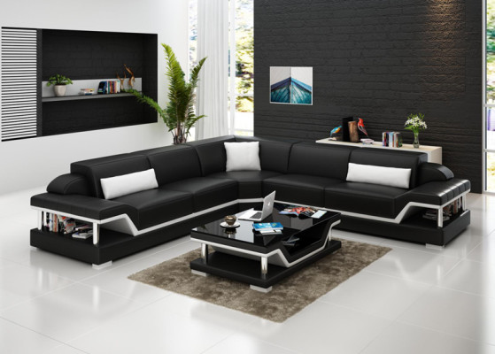 Leren bank Bank Woonlandschap Hoekbank Hoekstel Ontwerp Modern Sofa G8004B