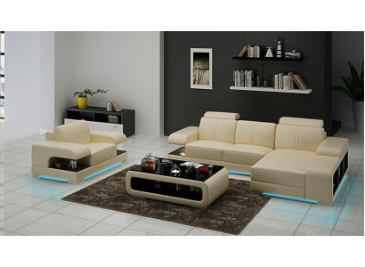 Leren bankstel hoekbank fauteuil set moderne bank nieuw G8028E