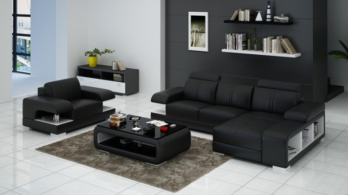 Leren bankstel hoekbank fauteuil set moderne bank nieuw G8028E